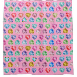 Diamond Heart Waterverf Pattern Girly Schattige Ro Douchegordijn