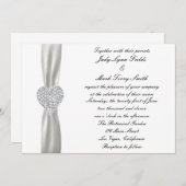Diamond Heart White Faire-part de mariage (Devant / Derrière)