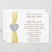 Diamond Heart Yellow Faire-part de mariage (Devant / Derrière)