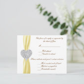 Diamond Heart Yellow Wedding Response Kaart (Staand voorkant)