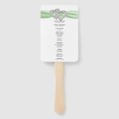 Diamond Hearts Green Wedding Program Fans Handwaaier (Achterkant)