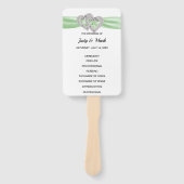 Diamond Hearts Green Wedding Program Fans Handwaaier (Voorkant)