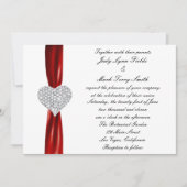 Diamond Hearts Red Faire-part de mariage (Devant)