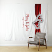 Diamond Hearts Red Ribbon Weddenschap Backdrop Wandkleed (In Situ (horizontaal))