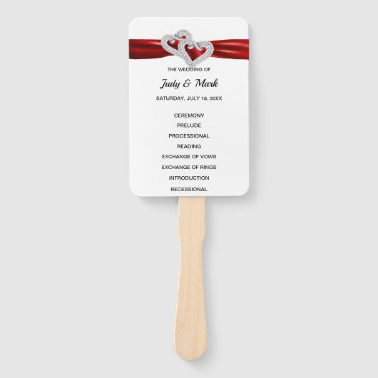 Diamond Hearts Rode bruiloft programma fans Handwaaier (Voorkant)