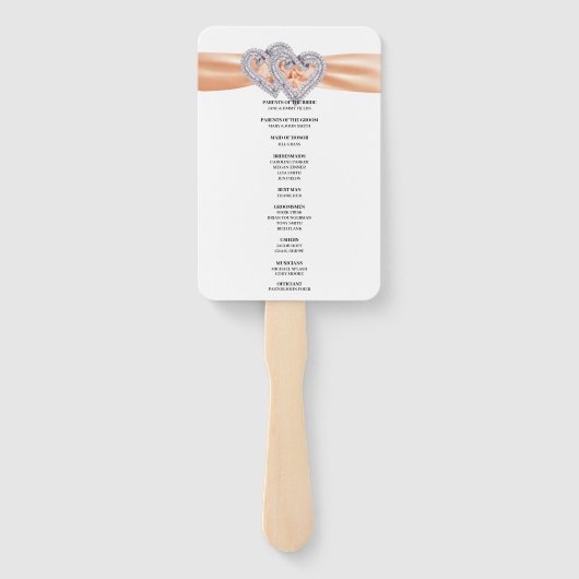 Diamond Hearts Sinaasappel bruiloft programma fans Handwaaier (Achterkant)