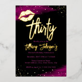 Diamond Heet Roze Goud Kus 30e Verjaardag Folie Uitnodiging (Voorkant)