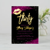 Diamond Heet Roze Goud Kus 30e Verjaardag Folie Uitnodiging (Staand Voorkant)