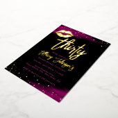 Diamond Heet Roze Goud Kus 30e Verjaardag Folie Uitnodiging (Gedraaid)