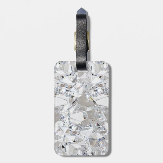 Diamond Ice Crystal Glitz Monogram Bagagelabel (Achterkant verticaal)
