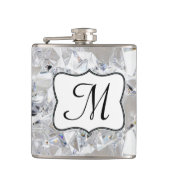Diamond Ice Crystal Glitz Monogram Whiskeyfles Heupfles (Voorkant)