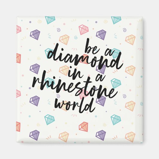 Diamond in een Rhinestone-wereld Magneet (Voorkant)