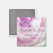 Diamond in een roze roze bruiloft magneet (Voorkant / Achterkant)