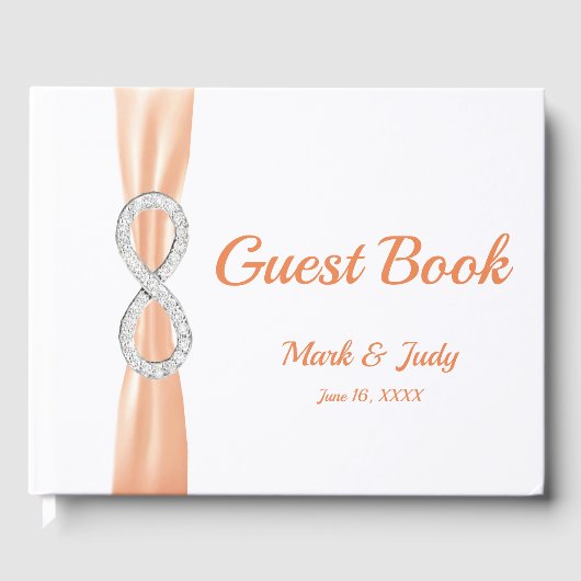 Diamond Infinity Orange Ribbon Mariage Livre d'or (Recto)