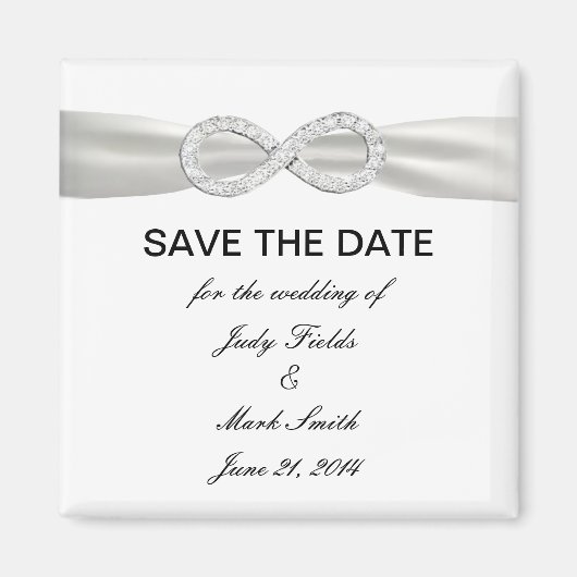 Diamond Infinity WhiteWedding Save the Date Magnet Magneet (Voorkant)
