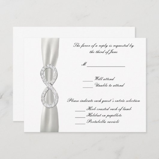 Diamond Infinity Wit Huwelijksreactie Kaart (Voorkant / Achterkant)