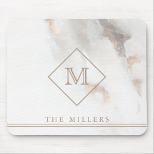 Diamond Initiaal Monogram, gepersonaliseerd grijze Muismat