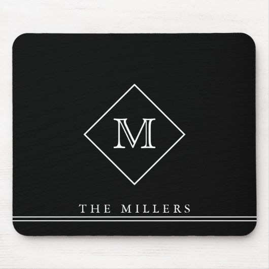 Diamond Initiaal Monogram, persoonlijk zwart Muismat (Voorkant)