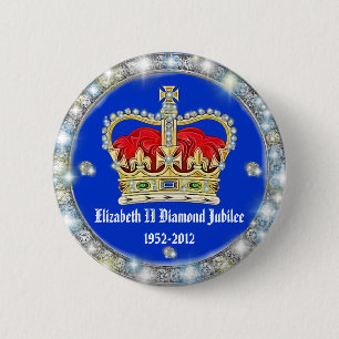 Diamond Jubilee Crown Badge Ronde Button 5,7 Cm
