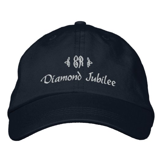 Diamond Jubilee-Elizabeth Royal Monogram Geborduurde Pet (Voorkant)