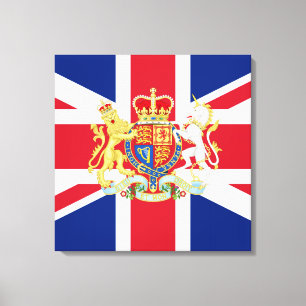 Diamond Jubilee Union Flag and Royal Crest Canvas Afdruk