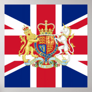Diamond Jubilee Union Flag and Royal Crest Poster