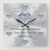 Diamond Jubileum Clock of Your Celebration Vierkante Klok (Voorkant)