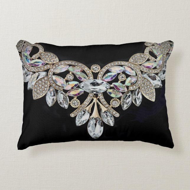 Diamond ketting sierlijk sprankelend diamantkussen accent kussen (Voorkant)