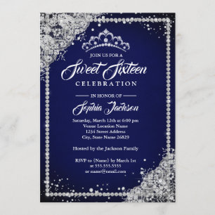Diamond Lace Sparkle Tiara Navy Sweet Sixteen Kaart