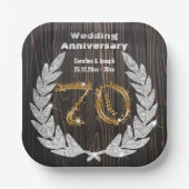 Diamond Laurel & 70TH Gold, bruiloft Jubileum Pa Papieren Bordje (Voorkant)