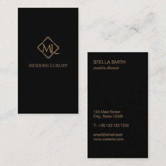 Diamond Logo | Zwart en goud Visitekaartje (Voorkant / Achterkant)