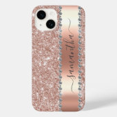 Diamond Look Glitter Kalligrafie Naam Roos Goud Case-Mate iPhone Case (Achterkant)