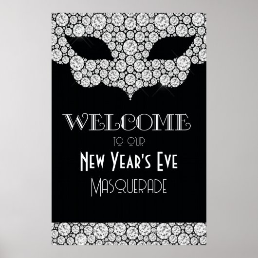 Diamond Masquerade New Year's Eve Welcome Sign Poster (Voorkant)