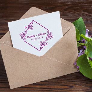 Diamond met wilde bloemen in het zwart voor bruilo rubberstempel
