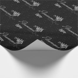 Diamond met witte rozen op Floral Black Cadeaupapier