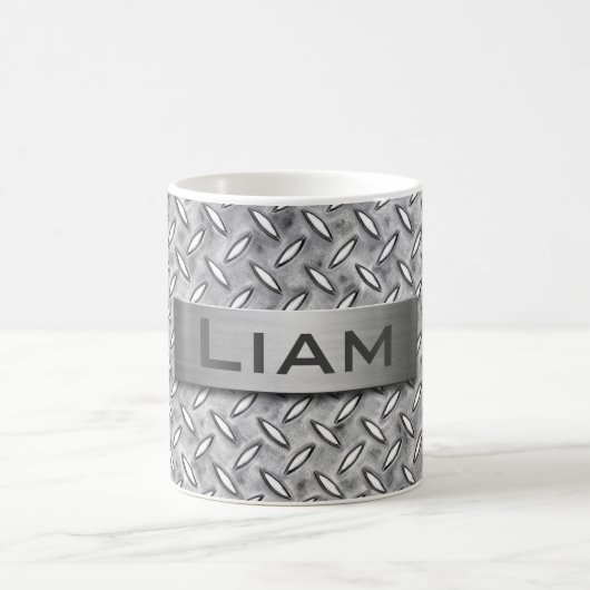 Diamond Metal Bord met Monogram Steel Name Bord Koffiemok (Center)