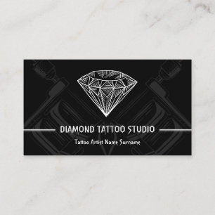 Diamond Minimal Modern Black Tattoo Studio Visitekaartje
