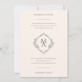 Diamond Monogram met bloemen Evergreen Wedding Kaart (Voorkant)