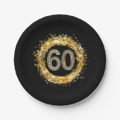 Diamond Number 60 Glitter Bling Confetti | goud Papieren Bordje (Voorkant)