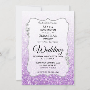 ** Diamond Ombre Paarse Glitter Gradient Wedding Kaart