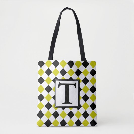 Diamond Pattern #1 Monogramed Tote Bag (Voorkant)