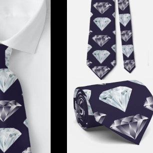 Diamond Pattern Bling Navy Blue Luxury Elegant Nec Stropdas