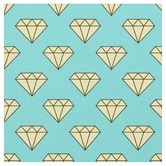 Diamond Pattern - Geel & Turquoise Stof (Close Up)