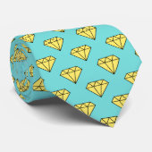 Diamond Pattern - Geel & Turquoise Stropdas (Opgerold)