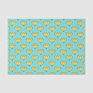 Diamond Pattern - Geel & Turquoise Tissuepapier