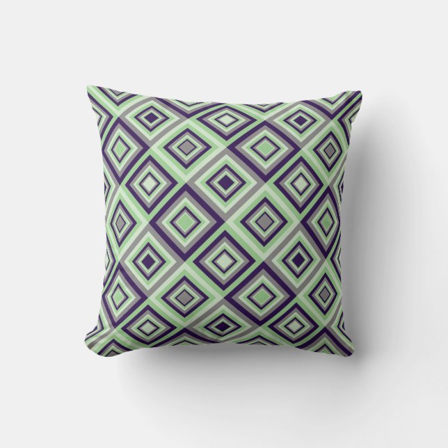 Diamond Pattern Green Paars Grey Sierkussen (Voorkant)