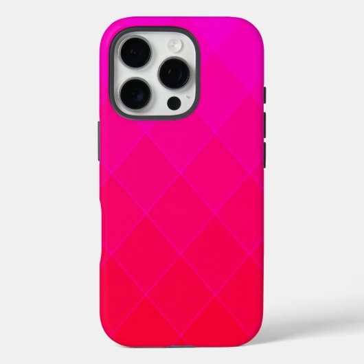 Diamond Pattern in Neon Pink en Red Ombre Case-Mate iPhone Case (Achterkant)