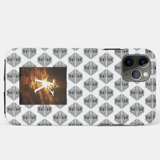 Diamond Pattern iPhone case Gemstone Initiaal (Achterkant (horizontaal))