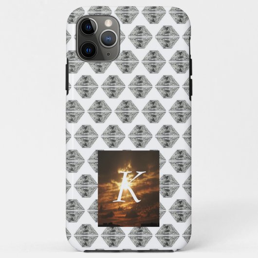 Diamond Pattern iPhone case Gemstone Initiaal (Achterkant)
