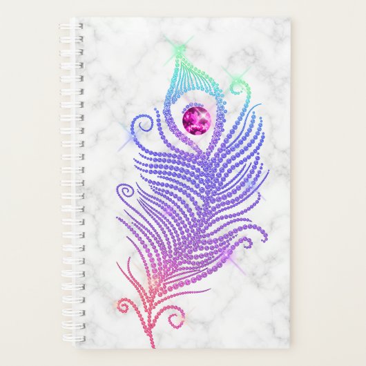 Diamond Peacock Feathers Marble Planner (Voorkant)
